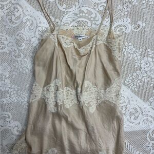 lace trim silk top